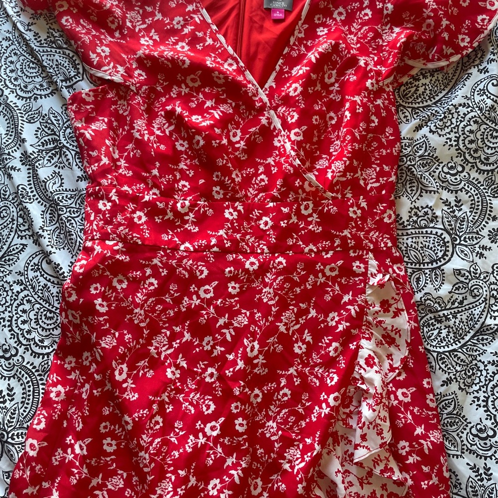 Vince Camuto Red Floral Wrap Dress
